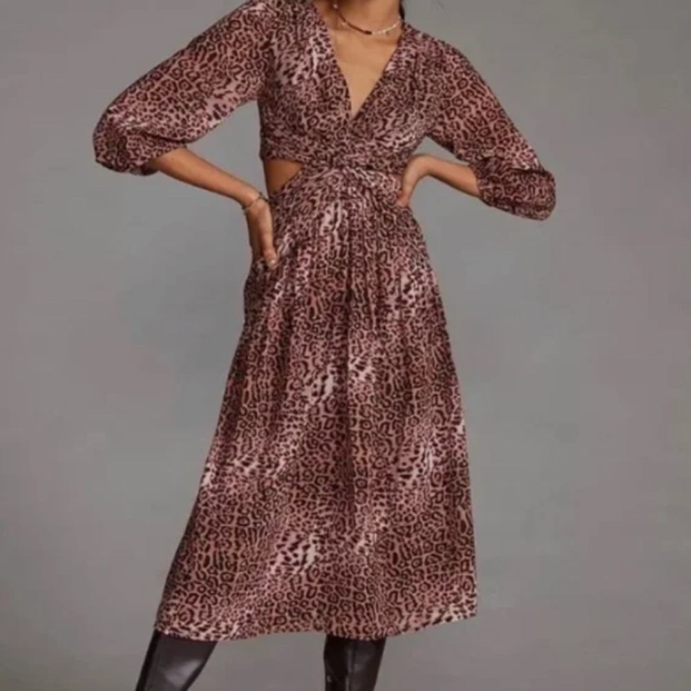 NWT Anthropologie animal print midi dress Ranna Gill size Small